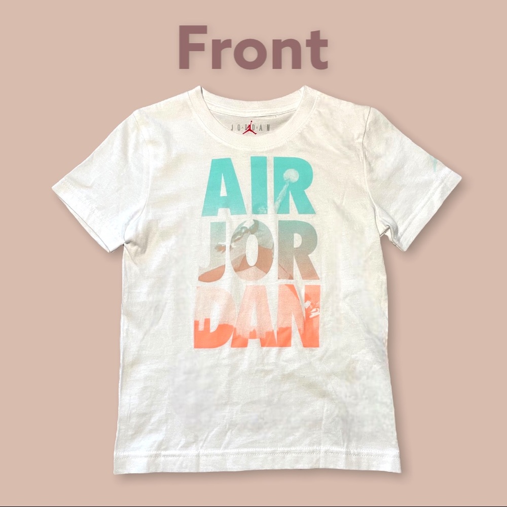 White Short sleeve Jorden T-shirt for girls with gradient text